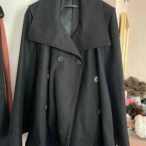 Andrew Marc black wool cape coat